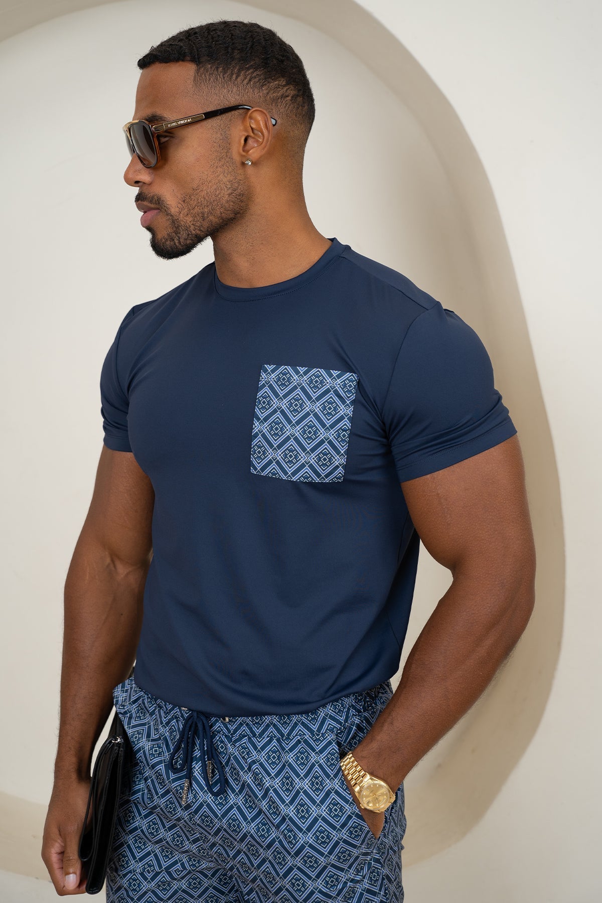 Scuba Aztec Pocket T-Shirt - Navy