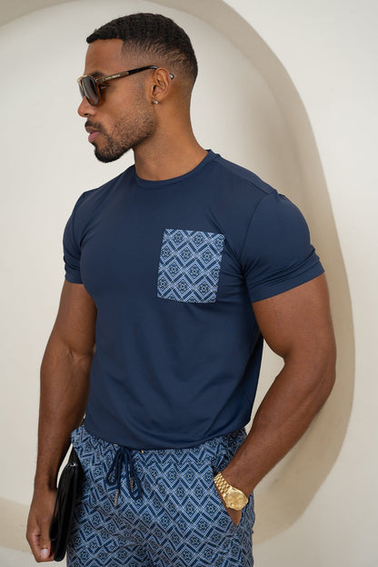 Scuba Aztec Pocket T-Shirt - Navy
