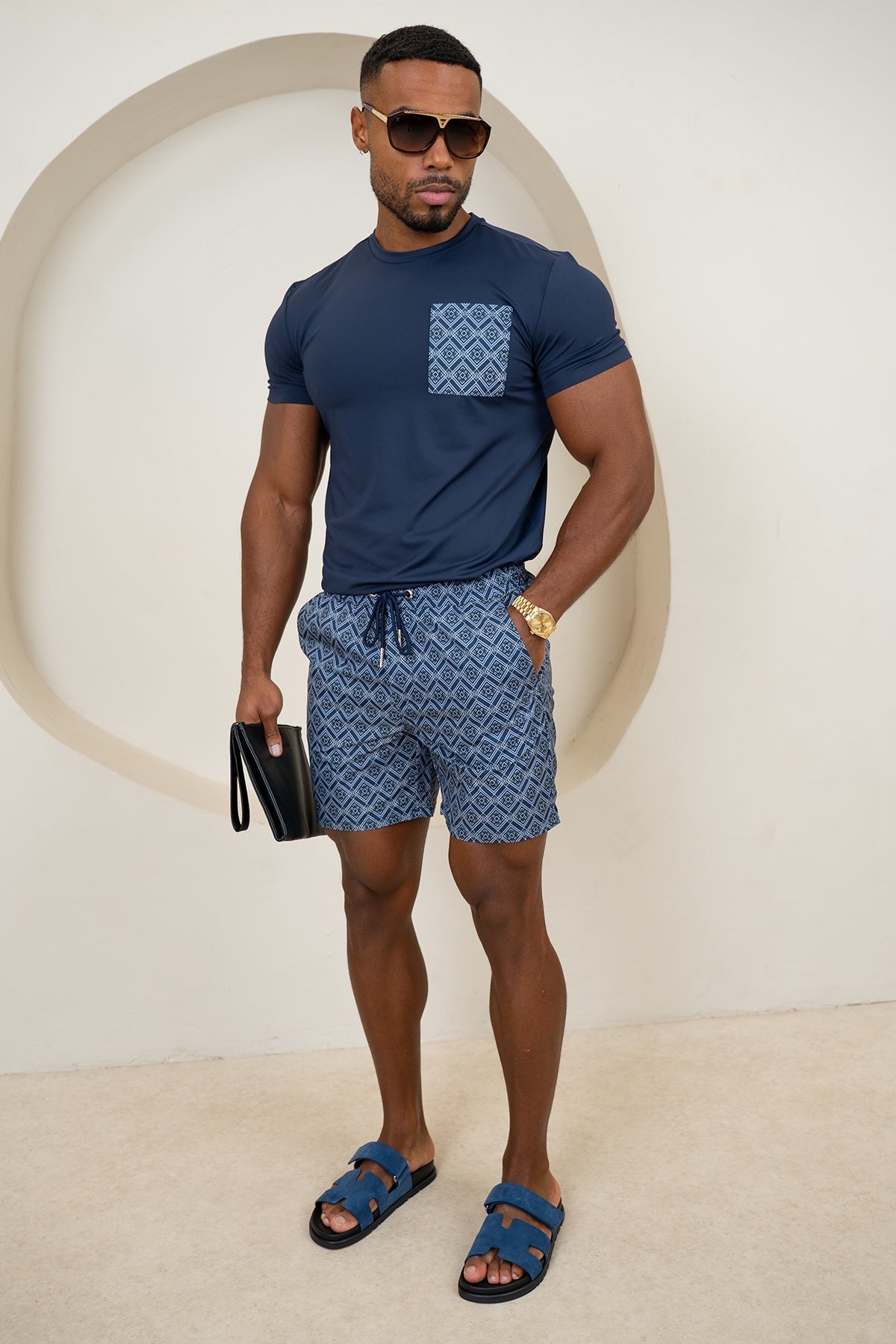 Scuba Aztec Pocket T-Shirt - Navy