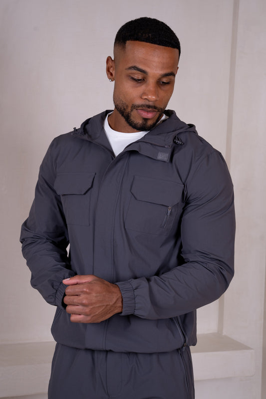 Technical V3 Cargo Windbreaker Jacket - Charcoal