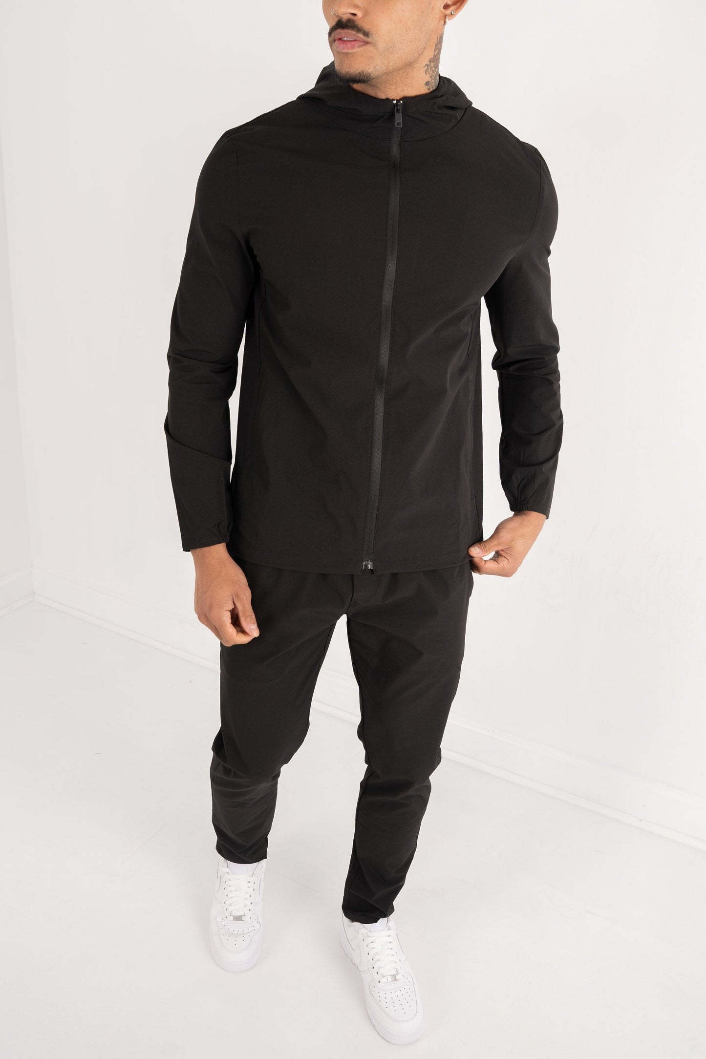 Premium Technical Windbreaker Jacket - Black
